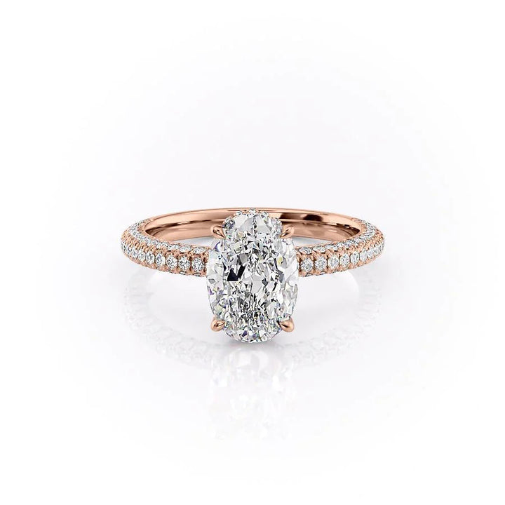 The Chana Set With Oval Pave Lab Diamond 1 Carat 14K Rose#material_rose