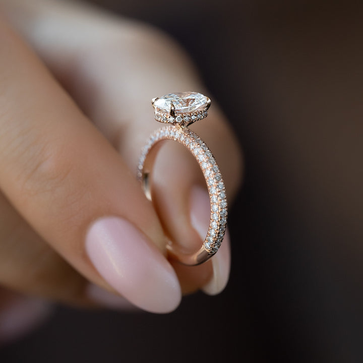 The Chana Oval Lab Diamond Moissanite Engagement Ring *Shown with 1 ct #material_rose