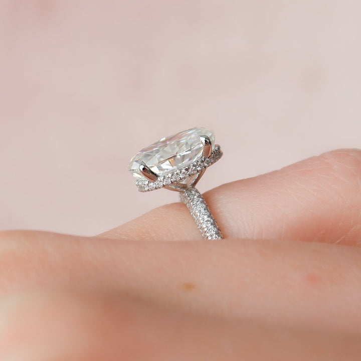 The Chana Oval Lab Diamond Moissanite Engagement Ring *Shown with 3 ct #material_white