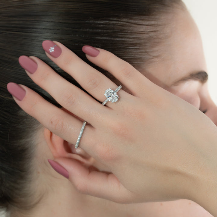 The Chana Oval Lab Diamond Moissanite Engagement Ring *Shown with 2 ct #material_white