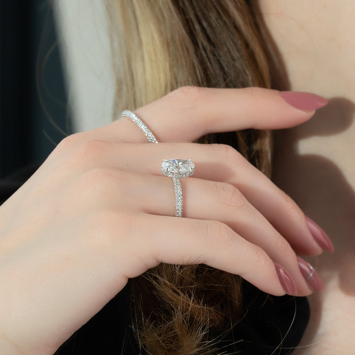 The Chana Oval Lab Diamond Moissanite Engagement Ring *Shown with 2 ct #material_white