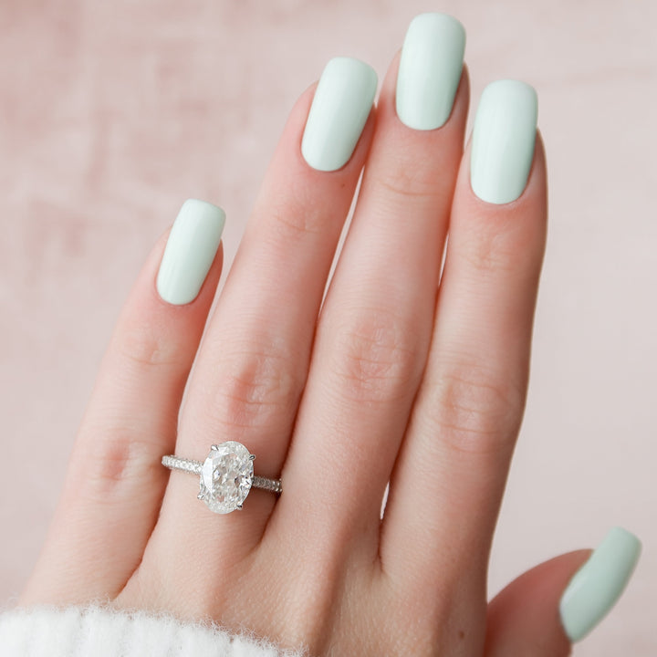 The Chana Oval Lab Diamond Moissanite Engagement Ring *Shown with 3 ct #material_white