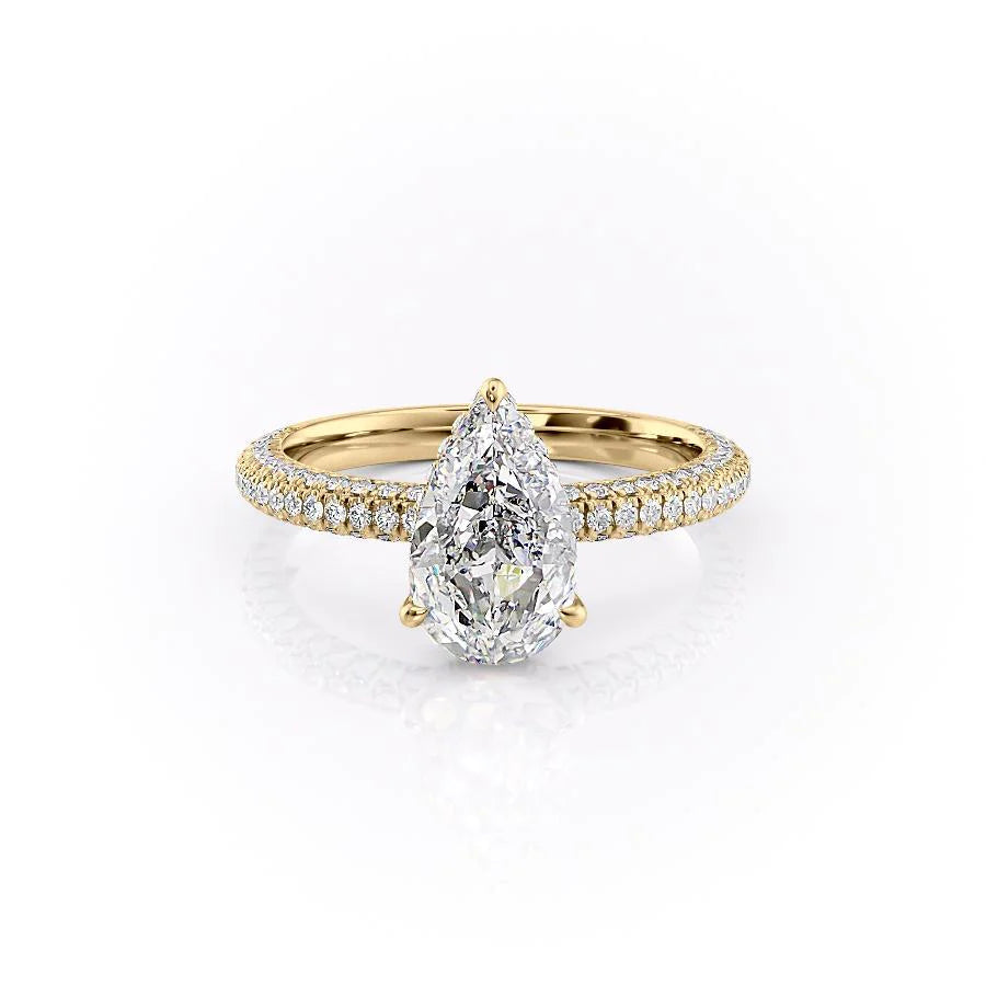 The Chana Set With Pear Pave Lab Diamond 1 Carat 14K Gold#material_gold