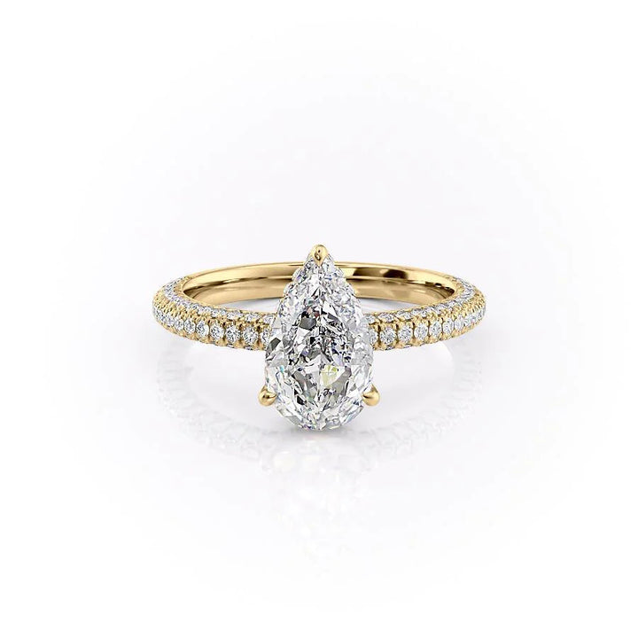 The Chana Set With Pear Pave Lab Diamond 1 Carat 14K Gold#material_gold