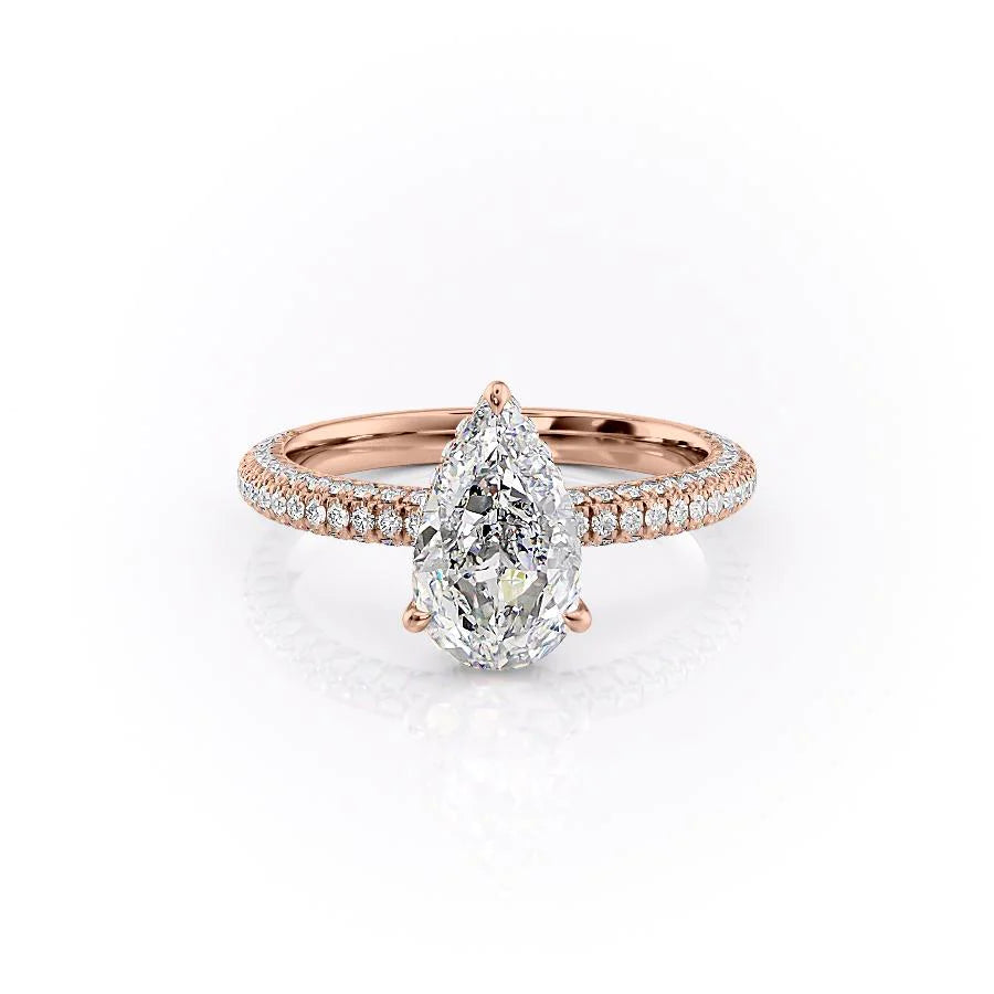 The Chana Set With Pear Pave Lab Diamond 1 Carat 14K Rose#material_rose