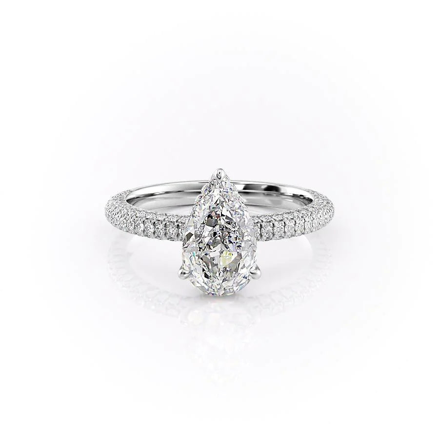 The Chana Set With Pear Pave Lab Diamond 1 Carat 14K White#material_white