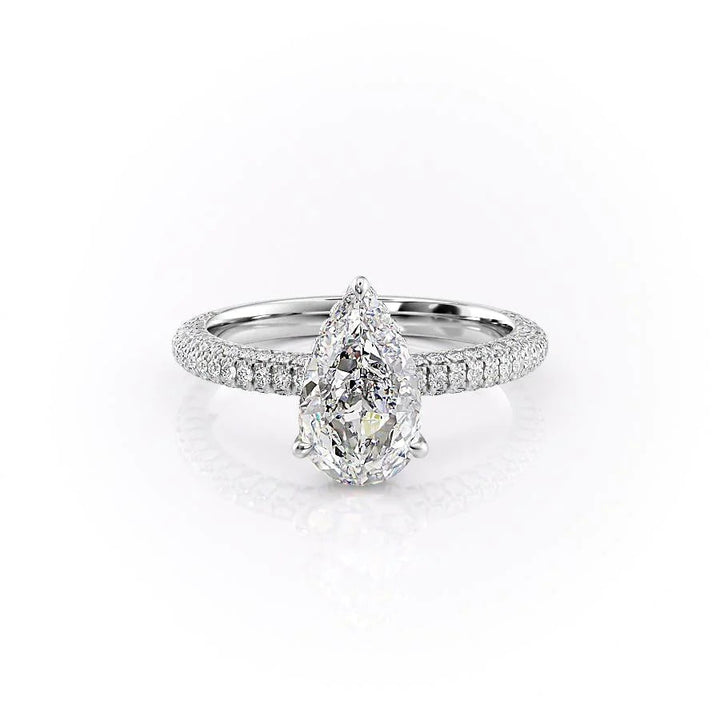 The Chana Set With Pear Pave Lab Diamond 1 Carat 14K White#material_white