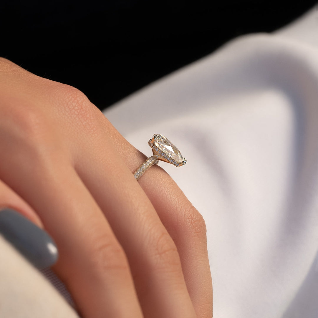 The Chana Pear Lab Diamond Moissanite Engagement Ring