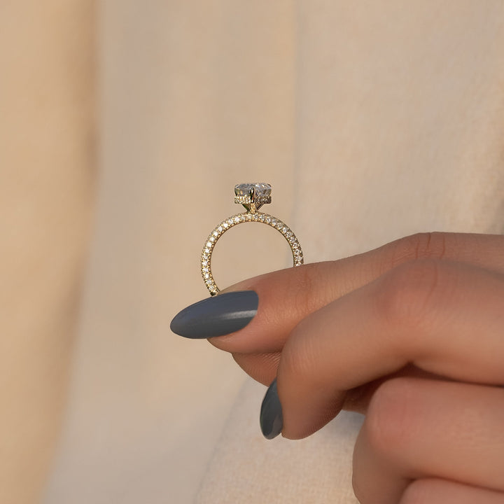 The Chana Pear Lab Diamond Moissanite Engagement Ring *Shown with 2 ct #material_gold