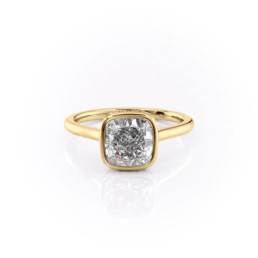 The Christine Set With Cushion Solitaire Lab Diamond 1 Carat 14K Gold#material_gold