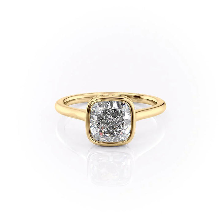 The Christine Set With Cushion Solitaire Lab Diamond 1 Carat 14K Gold#material_gold
