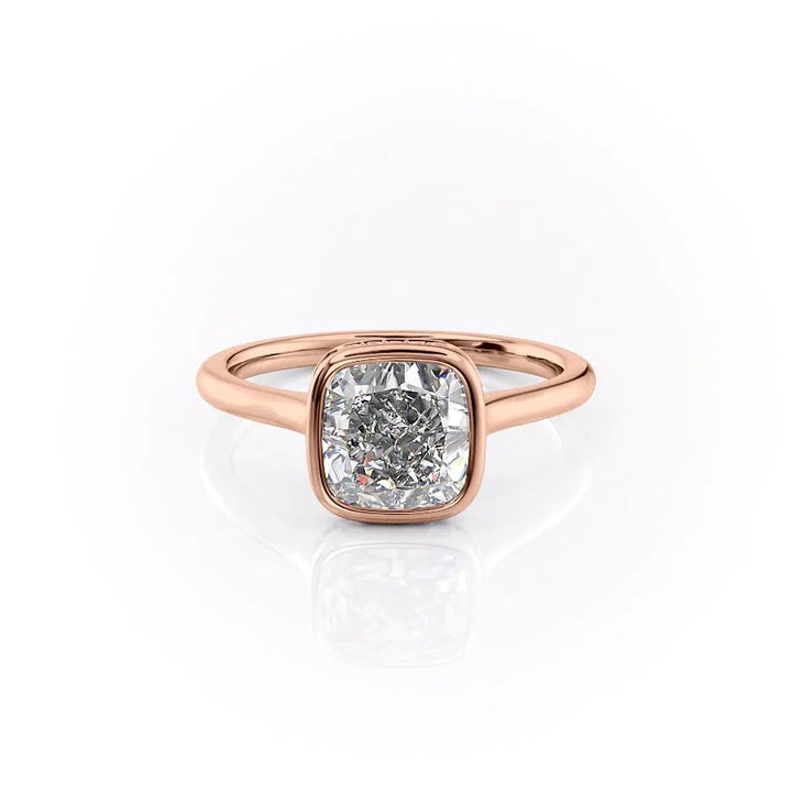 The Christine Set With Cushion Solitaire Lab Diamond 1 Carat 14K Rose#material_rose