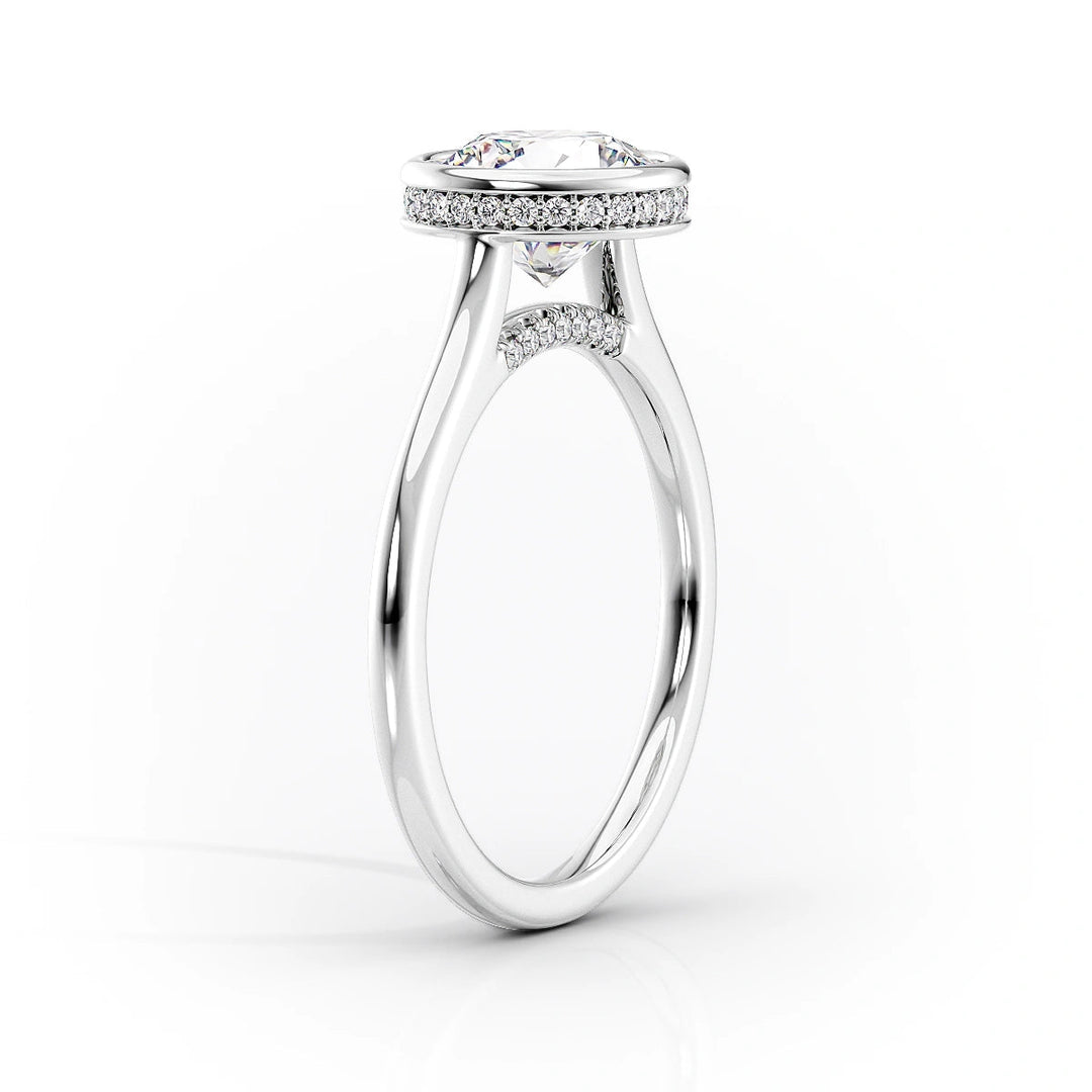 The Christine Set With Cushion Solitaire Lab Diamond 1.5 Carat 14K White#material_white