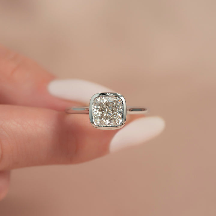 The Christine Cushion Lab Diamond Moissanite Engagement Ring *Shown with 2.5 ct #material_white
