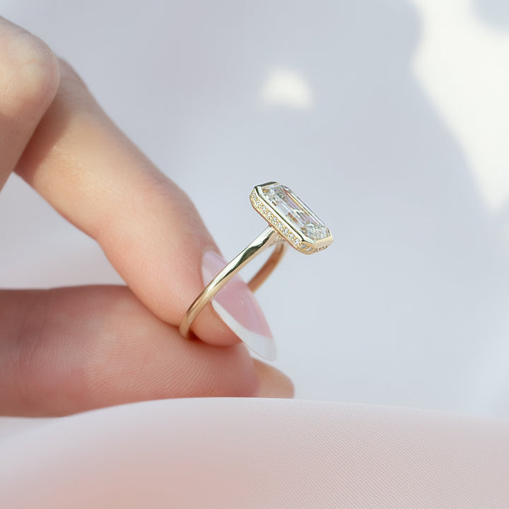 The Christine Emerald Lab Diamond Moissanite Engagement Ring *Shown with 3.5 ct #material_gold