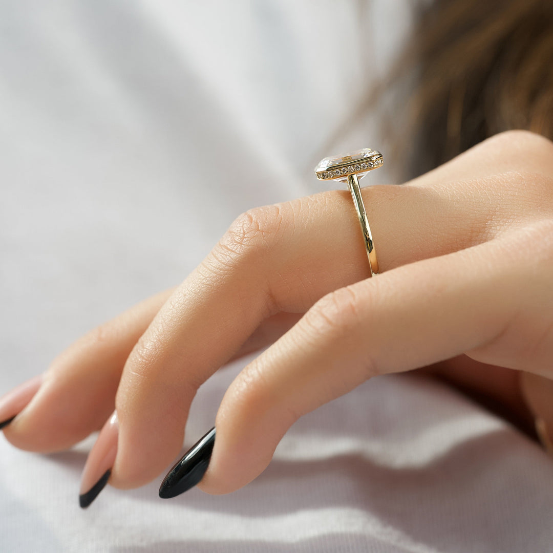 The Christine Emerald Lab Diamond Moissanite Engagement Ring