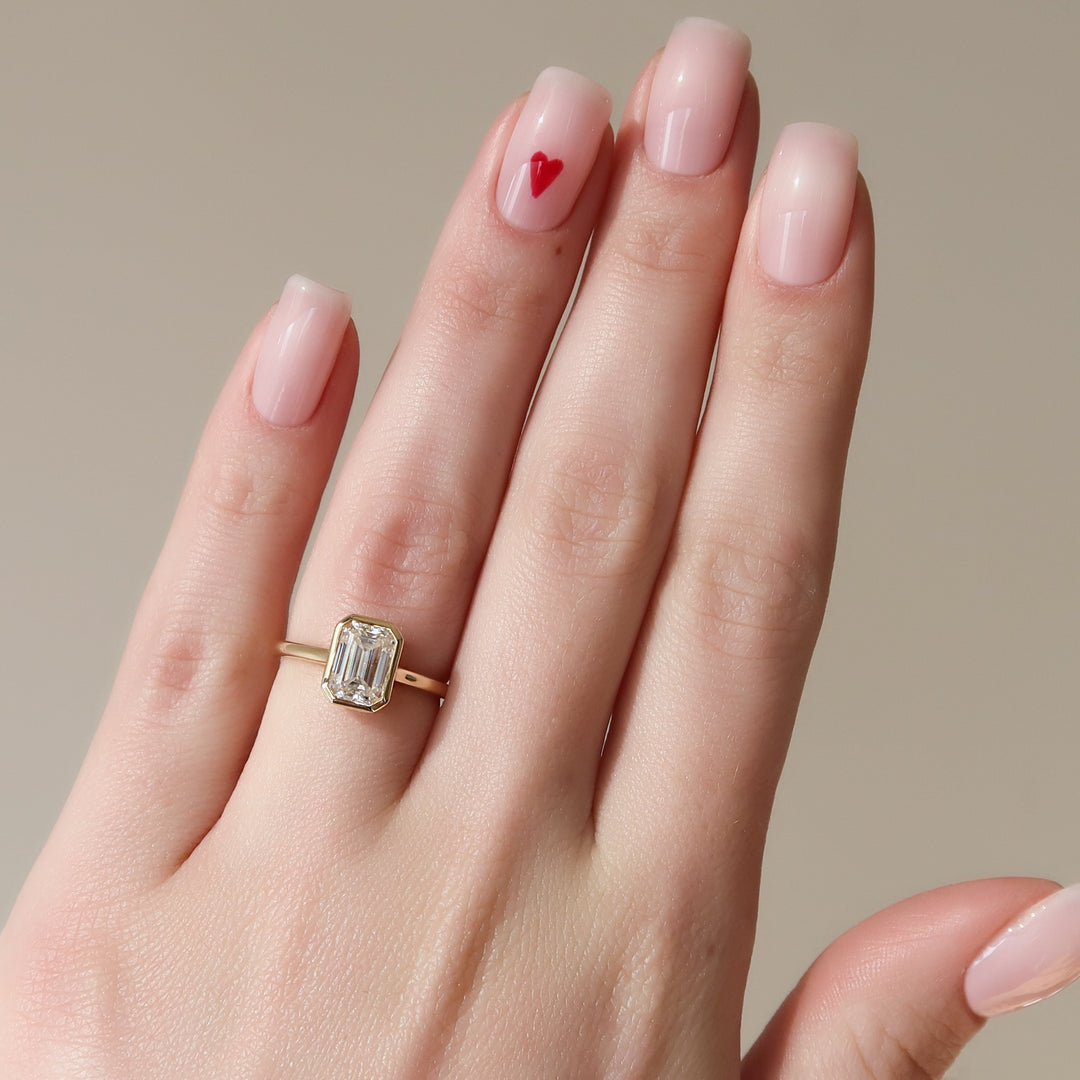 The Christine Emerald Lab Diamond Moissanite Engagement Ring