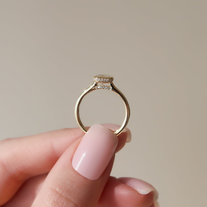 The Christine Emerald Lab Diamond Moissanite Engagement Ring *Shown with 1.5 ct #material_gold