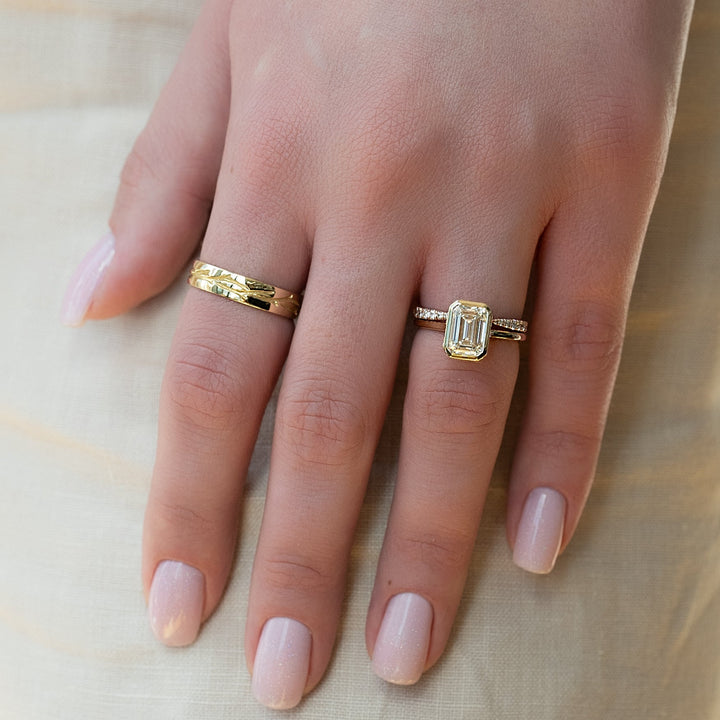 The Christine Emerald Lab Diamond Moissanite Engagement Ring *Shown with 2.5 ct #material_gold