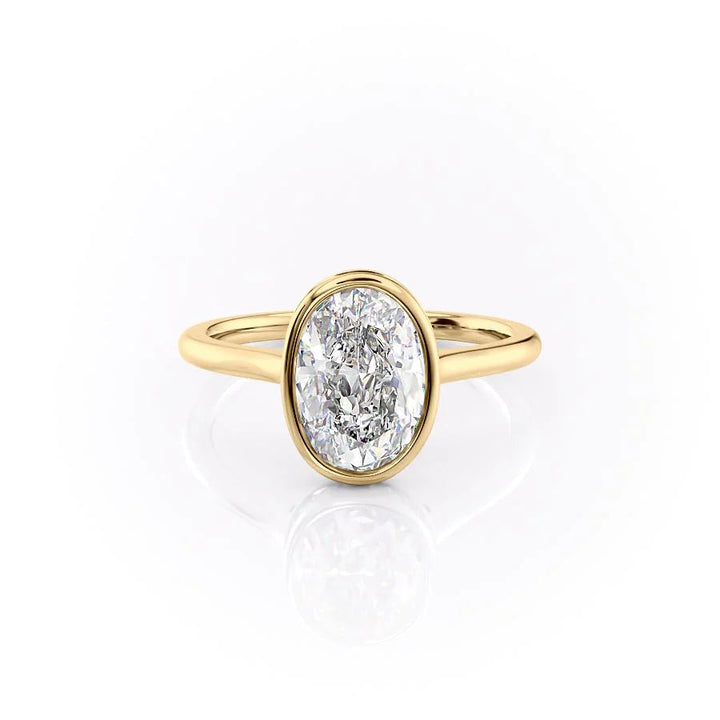 The Christine Set With Oval Solitaire Lab Diamond 1 Carat 14K Gold#material_gold