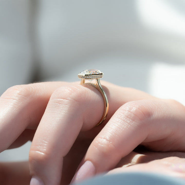 The Christine Oval Lab Diamond Moissanite Engagement Ring *Shown with 4 ct #material_gold