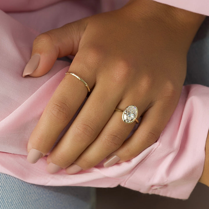 The Christine Oval Lab Diamond Moissanite Engagement Ring *Shown with 3 ct #material_gold