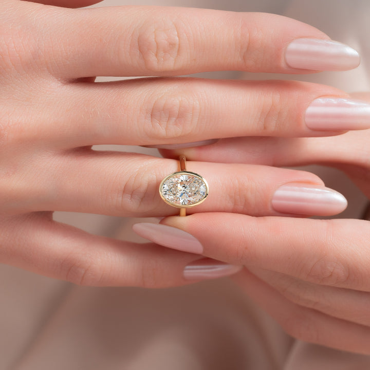 The Christine Oval Lab Diamond Moissanite Engagement Ring *Shown with 3 ct #material_gold