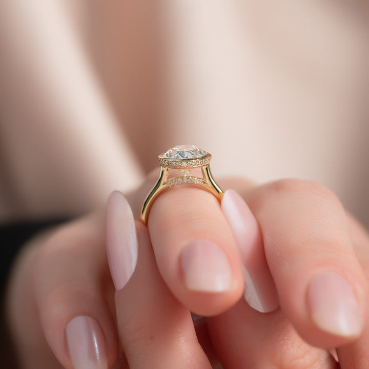 The Christine Oval Lab Diamond Moissanite Engagement Ring *Shown with 3 ct #material_gold