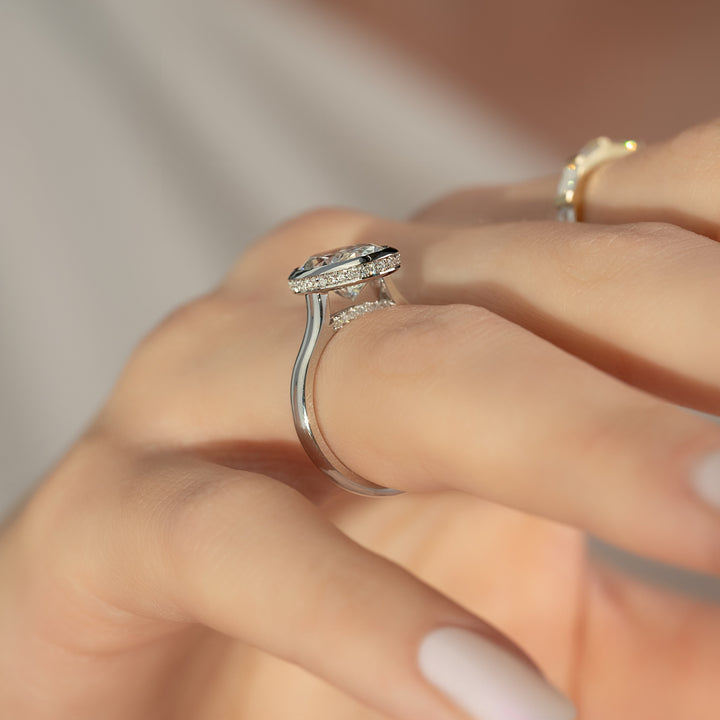 The Christine Oval Lab Diamond Moissanite Engagement Ring *Shown with 3 ct #material_white