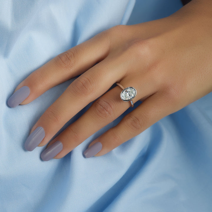 The Christine Oval Lab Diamond Moissanite Engagement Ring *Shown with 2 ct #material_white