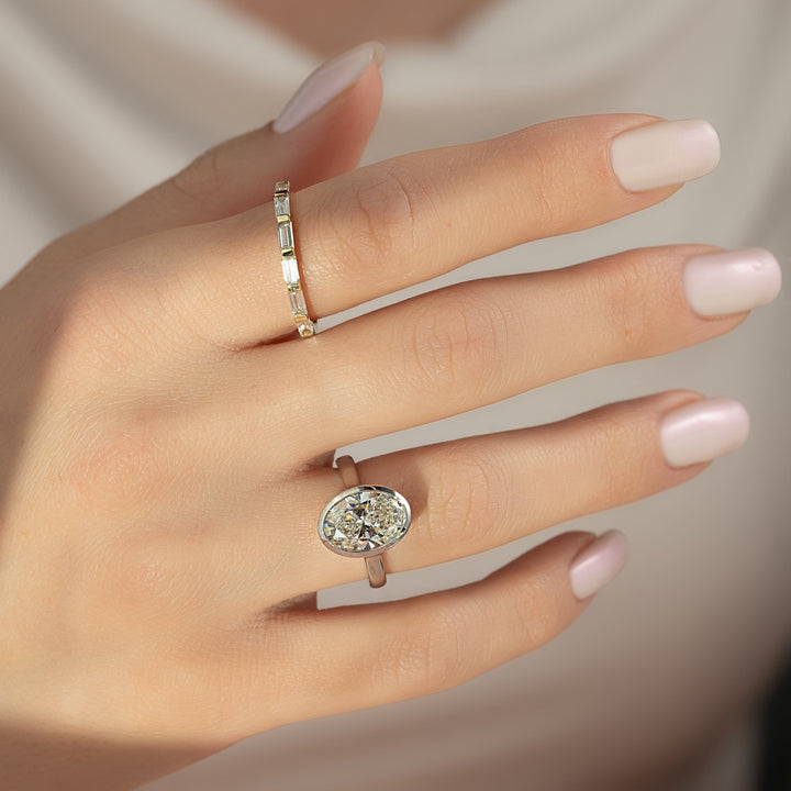 The Christine Oval Lab Diamond Moissanite Engagement Ring *Shown with 3 ct #material_white