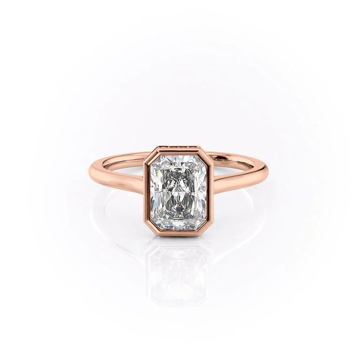 The Christine Set With Radiant Solitaire Lab Diamond 1 Carat 14K Rose#material_rose