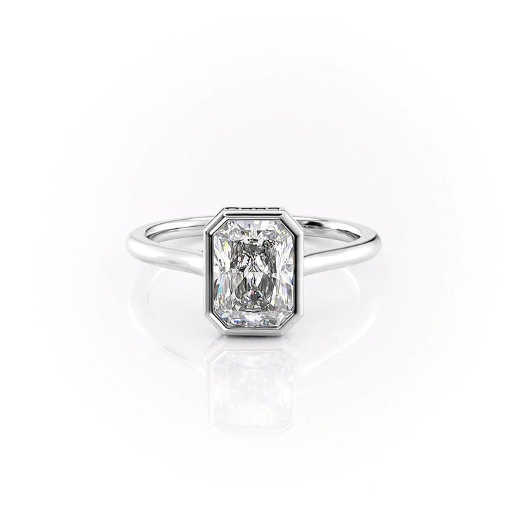 The Christine Set With Radiant Solitaire Lab Diamond 1 Carat 14K White#material_white