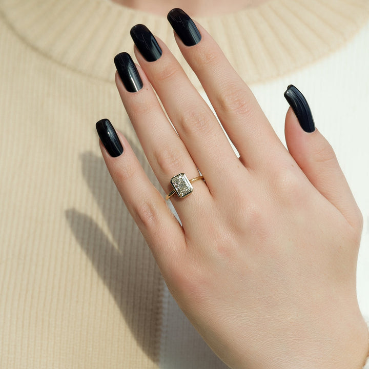 The Christine Radiant Lab Diamond Moissanite Engagement Ring *Shown with 2 ct #material_gold