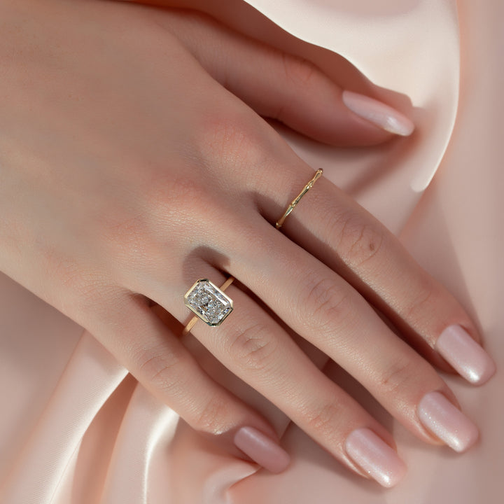 The Christine Radiant Lab Diamond Moissanite Engagement Ring *Shown with 3 ct #material_gold