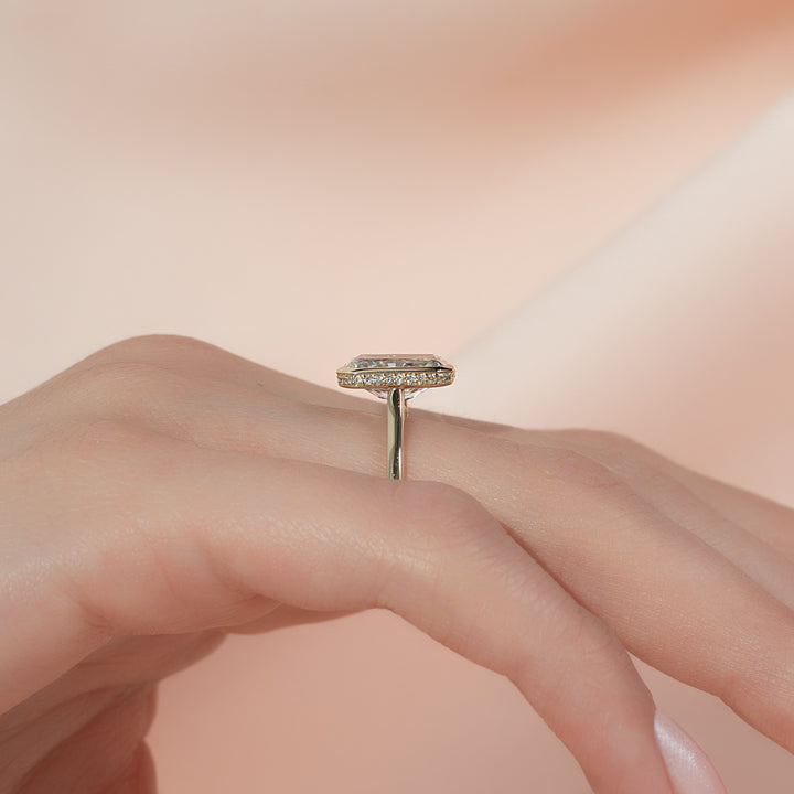 The Christine Radiant Lab Diamond Moissanite Engagement Ring *Shown with 3 ct #material_gold