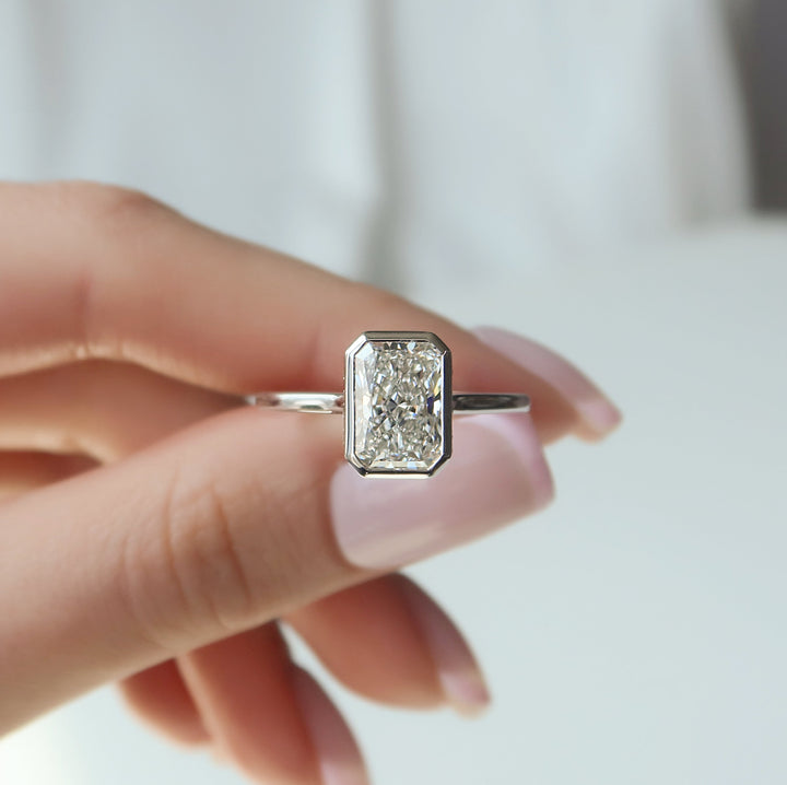 The Christine Radiant Lab Diamond Moissanite Engagement Ring *Shown with 2.5 ct #material_white