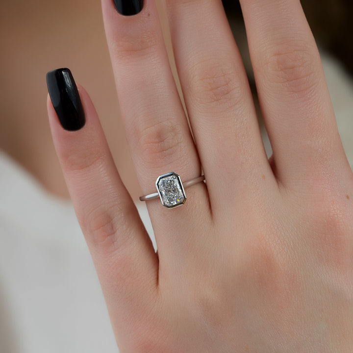 The Christine Radiant Lab Diamond Moissanite Engagement Ring *Shown with 1.5 ct #material_white