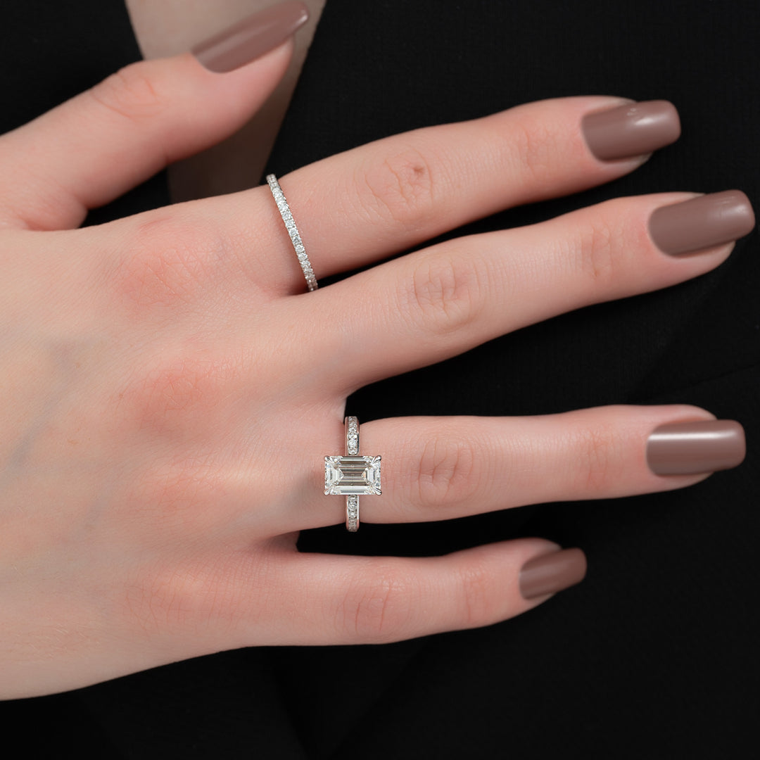 The Cielo Emerald Lab Diamond Moissanite Engagement Ring