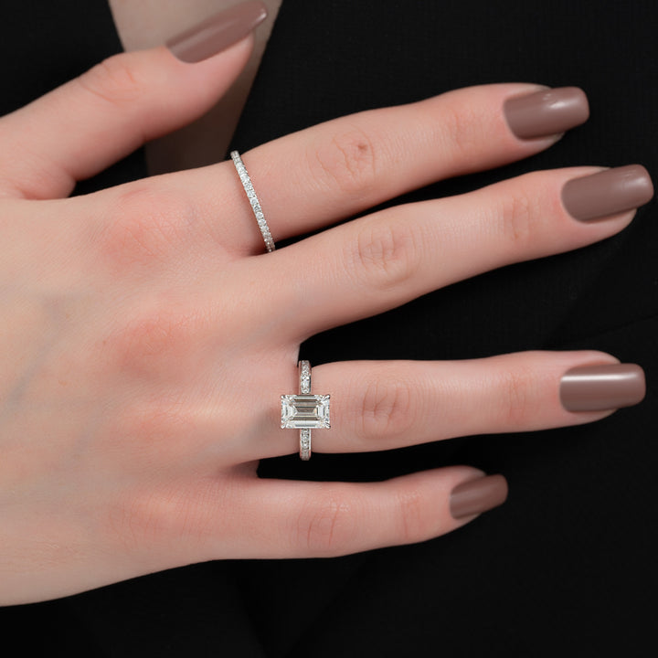 The Cielo Emerald Lab Diamond Moissanite Engagement Ring *Shown with 2 ct #material_white