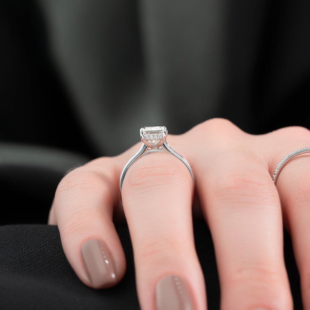 The Cielo Emerald Lab Diamond Moissanite Engagement Ring