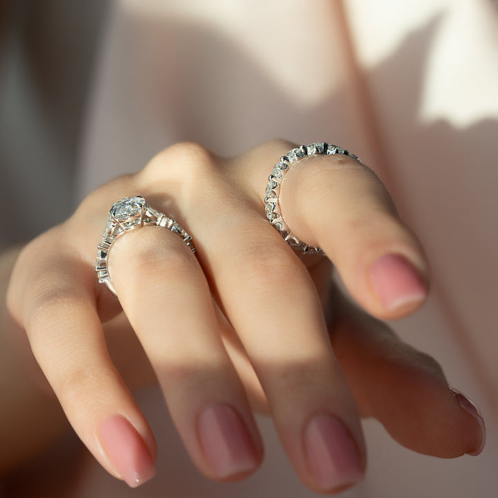 The Cindy Oval Lab Diamond Moissanite Engagement Ring *Shown with 2 ct #material_white