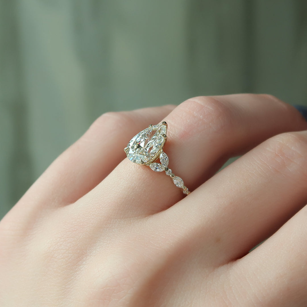 The Cindy Pear Lab Diamond Moissanite Engagement Ring