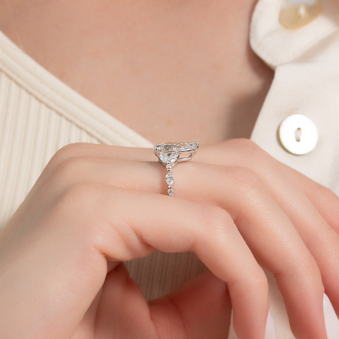 The Cindy Pear Lab Diamond Moissanite Engagement Ring