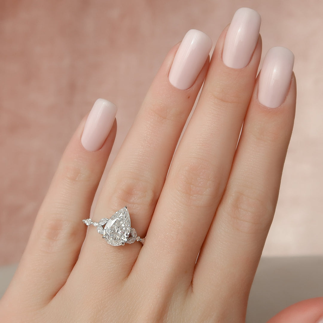 The Cindy Pear Lab Diamond Moissanite Engagement Ring