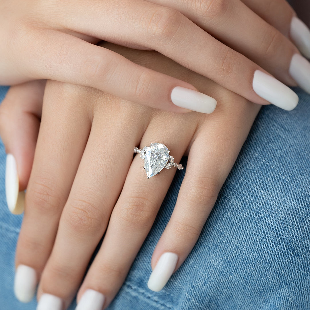 The Cindy Pear Lab Diamond Moissanite Engagement Ring