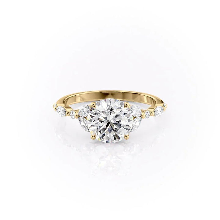 The Cindy Set With Round Side Stone Lab Diamond 1 Carat 14K Gold#material_gold