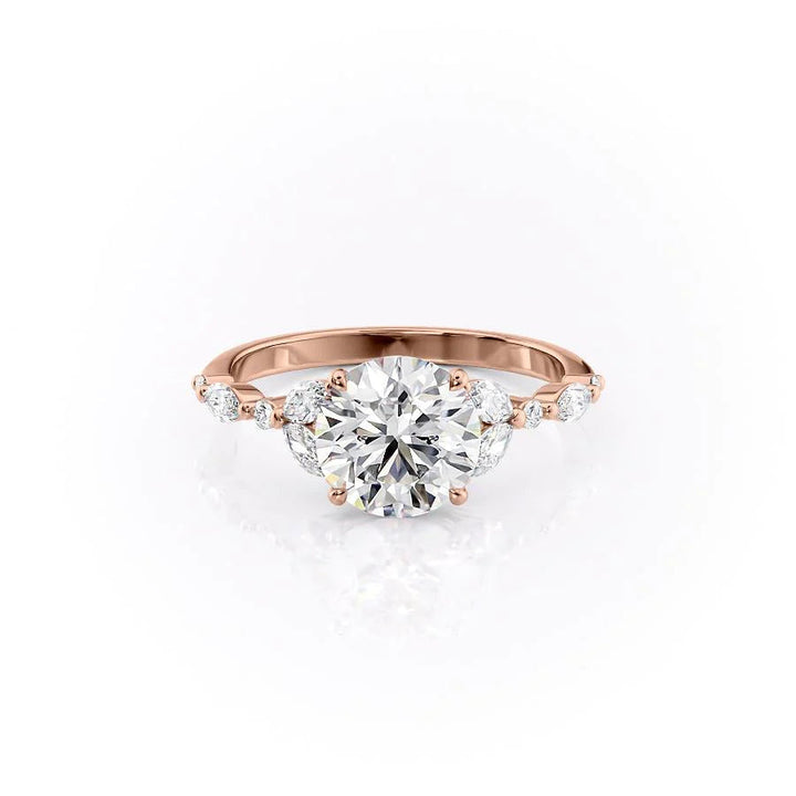 The Cindy Set With Round Side Stone Lab Diamond 1 Carat 14K Rose#material_rose