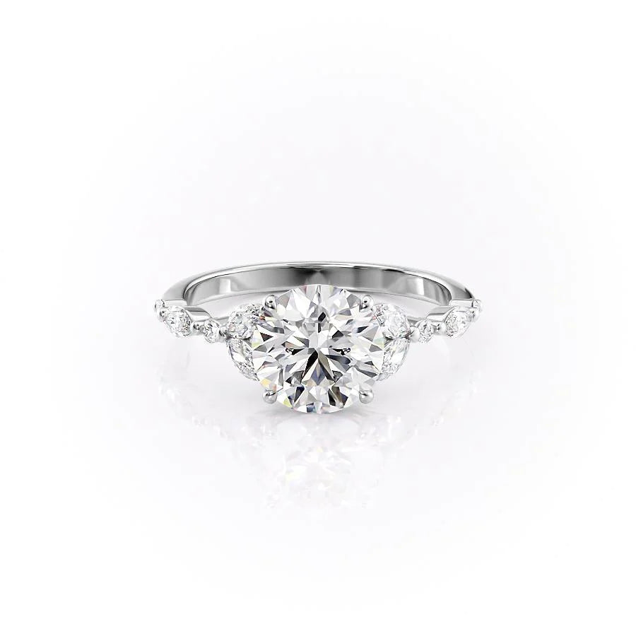 The Cindy Set With Round Side Stone Lab Diamond 1 Carat 14K White#material_white