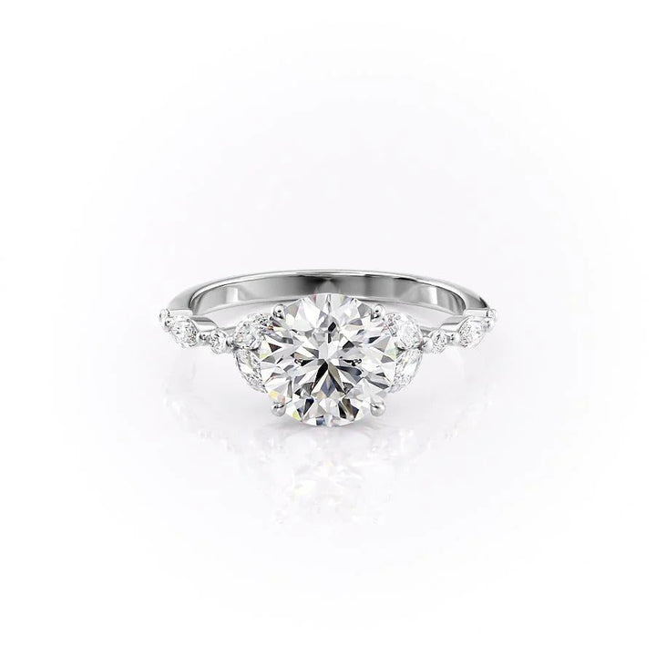 The Cindy Set With Round Side Stone Lab Diamond 1 Carat 14K White#material_white